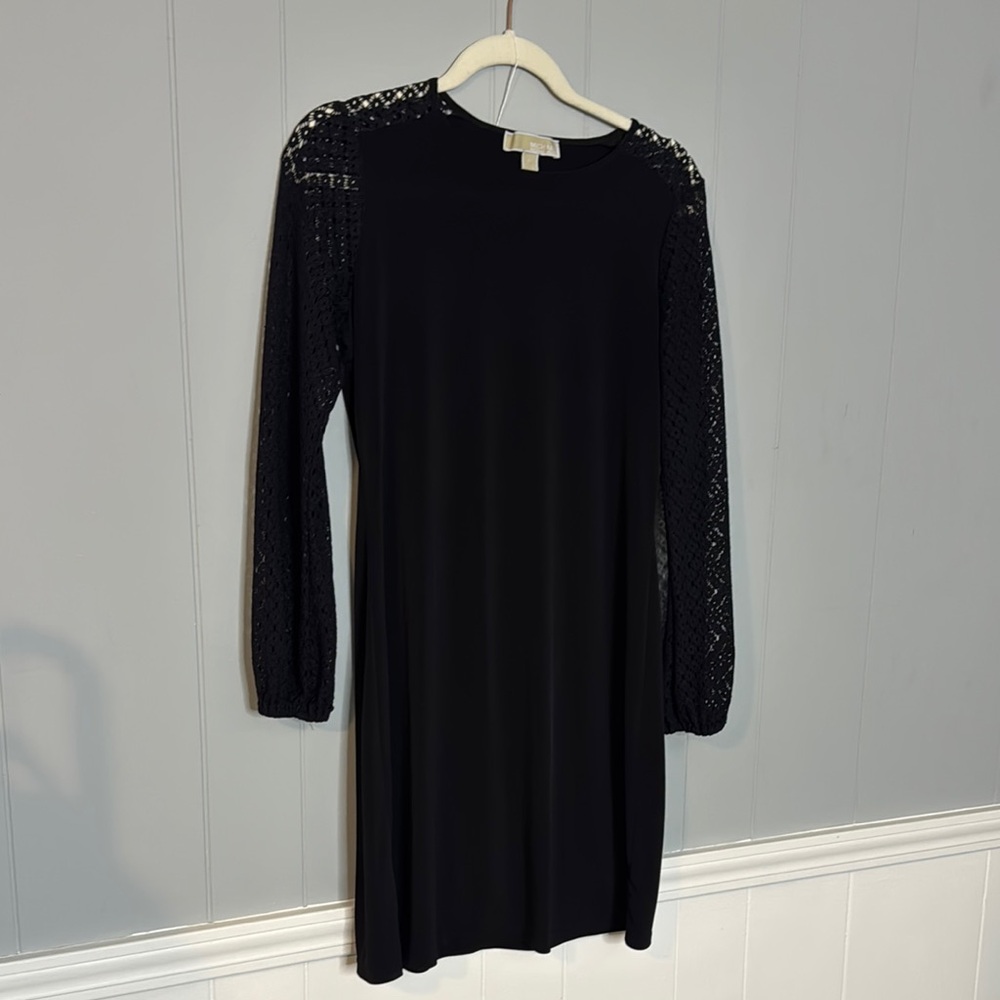 Michael Kors Black Sheath Dress with Bishop Sleeves